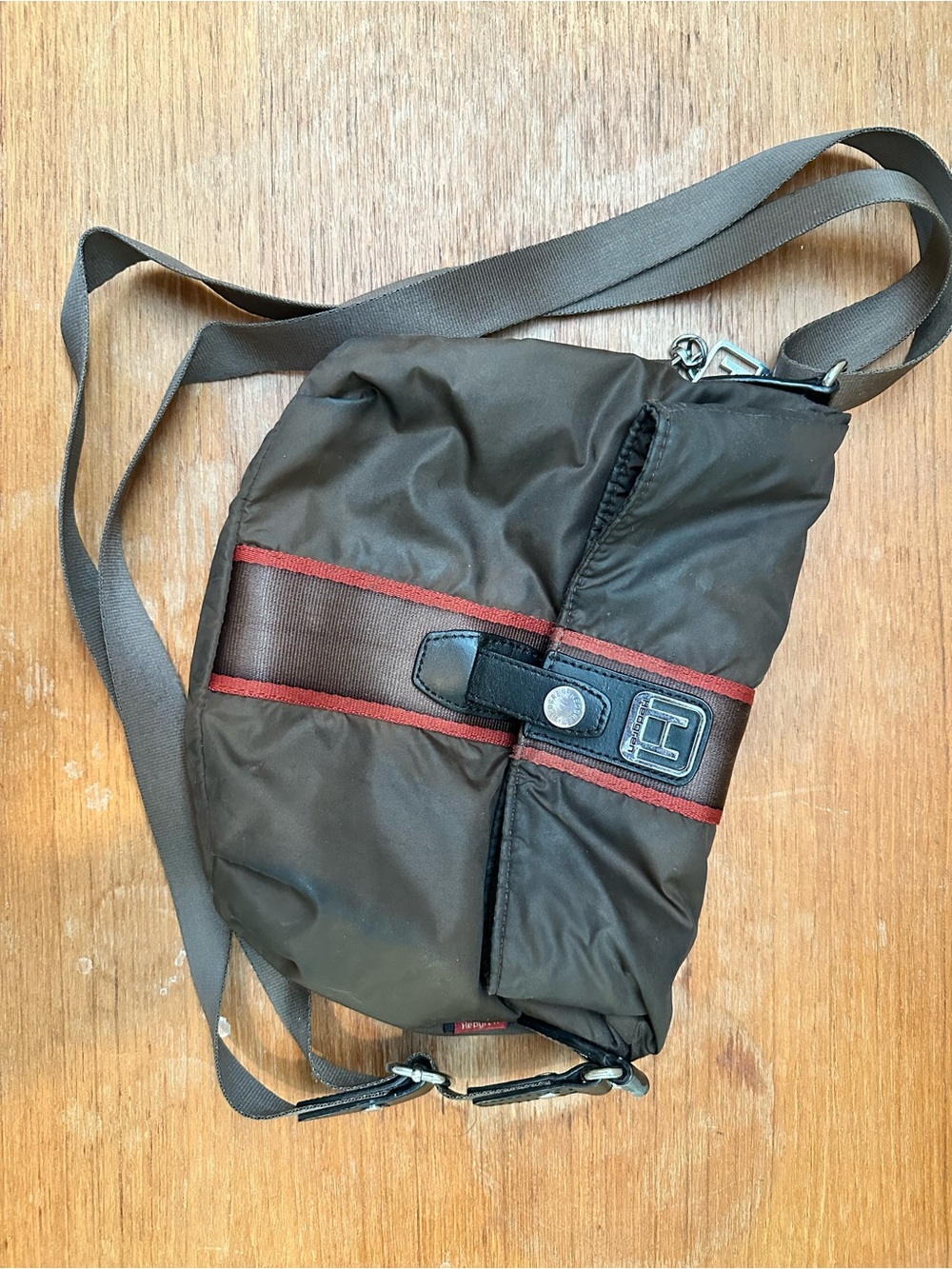 Hedgren Brown Crossbody Bag with Red Trim
